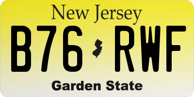 NJ license plate B76RWF