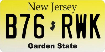 NJ license plate B76RWK