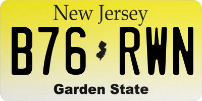 NJ license plate B76RWN