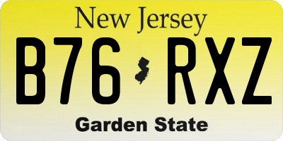 NJ license plate B76RXZ