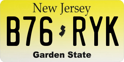 NJ license plate B76RYK