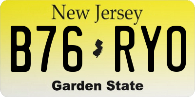 NJ license plate B76RYO
