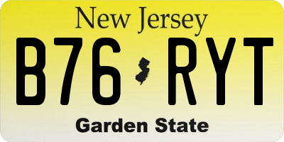 NJ license plate B76RYT