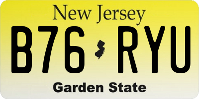 NJ license plate B76RYU