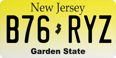 NJ license plate B76RYZ