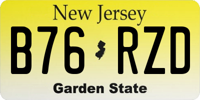 NJ license plate B76RZD
