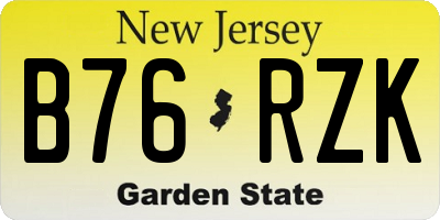 NJ license plate B76RZK