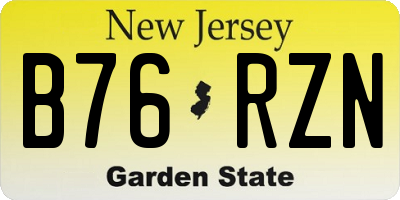 NJ license plate B76RZN