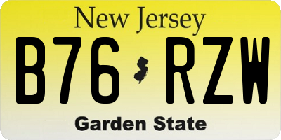 NJ license plate B76RZW