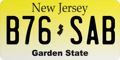 NJ license plate B76SAB
