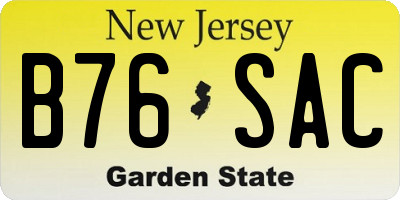 NJ license plate B76SAC