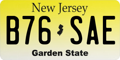 NJ license plate B76SAE