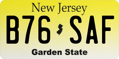 NJ license plate B76SAF