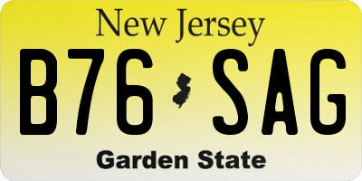 NJ license plate B76SAG