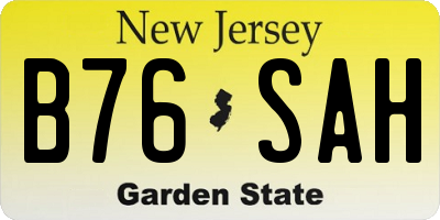 NJ license plate B76SAH