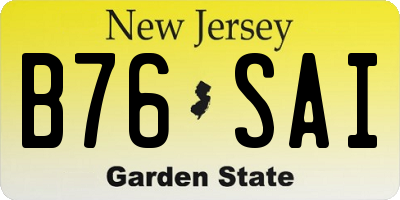 NJ license plate B76SAI