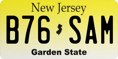 NJ license plate B76SAM