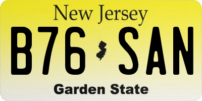 NJ license plate B76SAN
