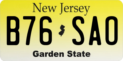 NJ license plate B76SAO