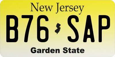 NJ license plate B76SAP