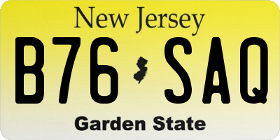 NJ license plate B76SAQ