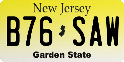 NJ license plate B76SAW