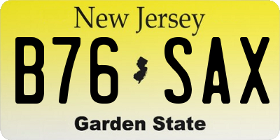 NJ license plate B76SAX