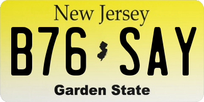 NJ license plate B76SAY