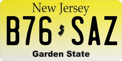 NJ license plate B76SAZ