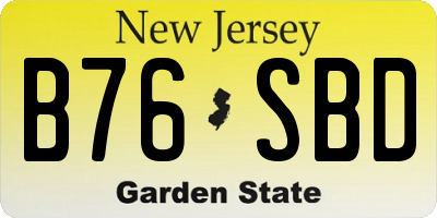 NJ license plate B76SBD
