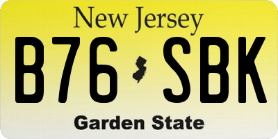 NJ license plate B76SBK