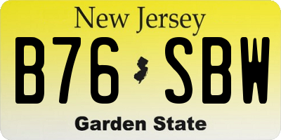 NJ license plate B76SBW