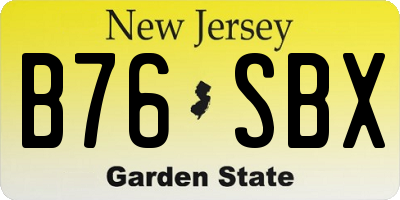 NJ license plate B76SBX