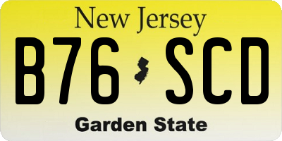 NJ license plate B76SCD