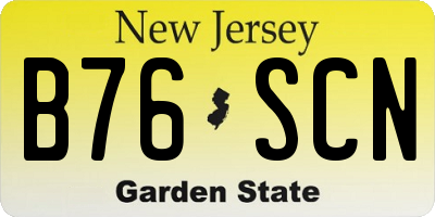 NJ license plate B76SCN