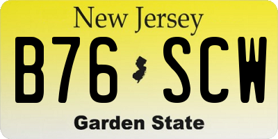 NJ license plate B76SCW