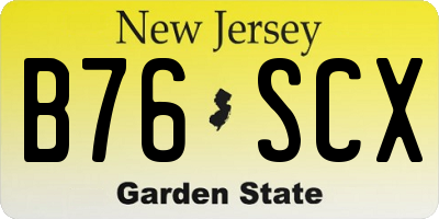 NJ license plate B76SCX