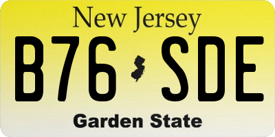 NJ license plate B76SDE