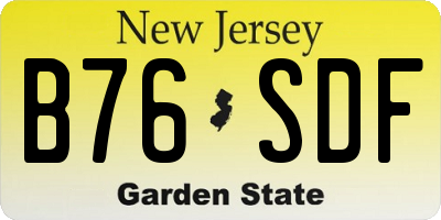 NJ license plate B76SDF
