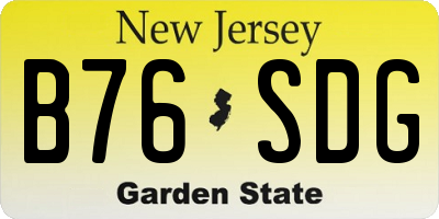 NJ license plate B76SDG
