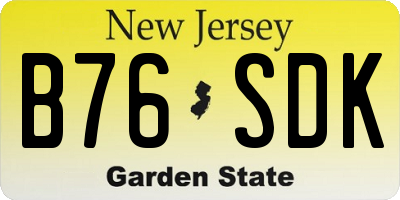 NJ license plate B76SDK