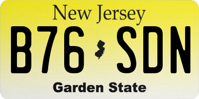 NJ license plate B76SDN