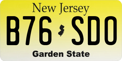 NJ license plate B76SDO