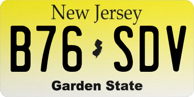 NJ license plate B76SDV