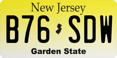 NJ license plate B76SDW