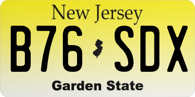 NJ license plate B76SDX