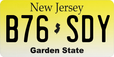 NJ license plate B76SDY