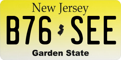 NJ license plate B76SEE