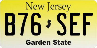 NJ license plate B76SEF