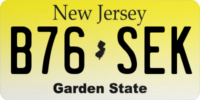NJ license plate B76SEK